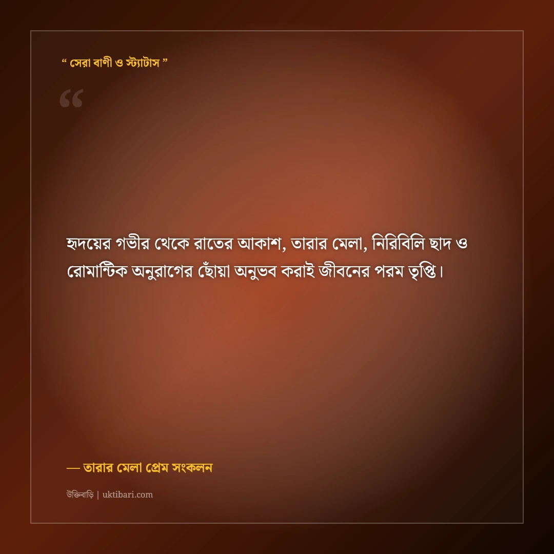 তারার মেলায় প্রিয়জনকে পাশে নিয়ে বসার রোমান্টিক স্ট্যাটাস: মায়াবী রাতের ৫০+ প্রেমের কথা [২০২৬] - তারার মেলা প্রেম সংকলন এর সেরা উক্তি ফটো কার্ড