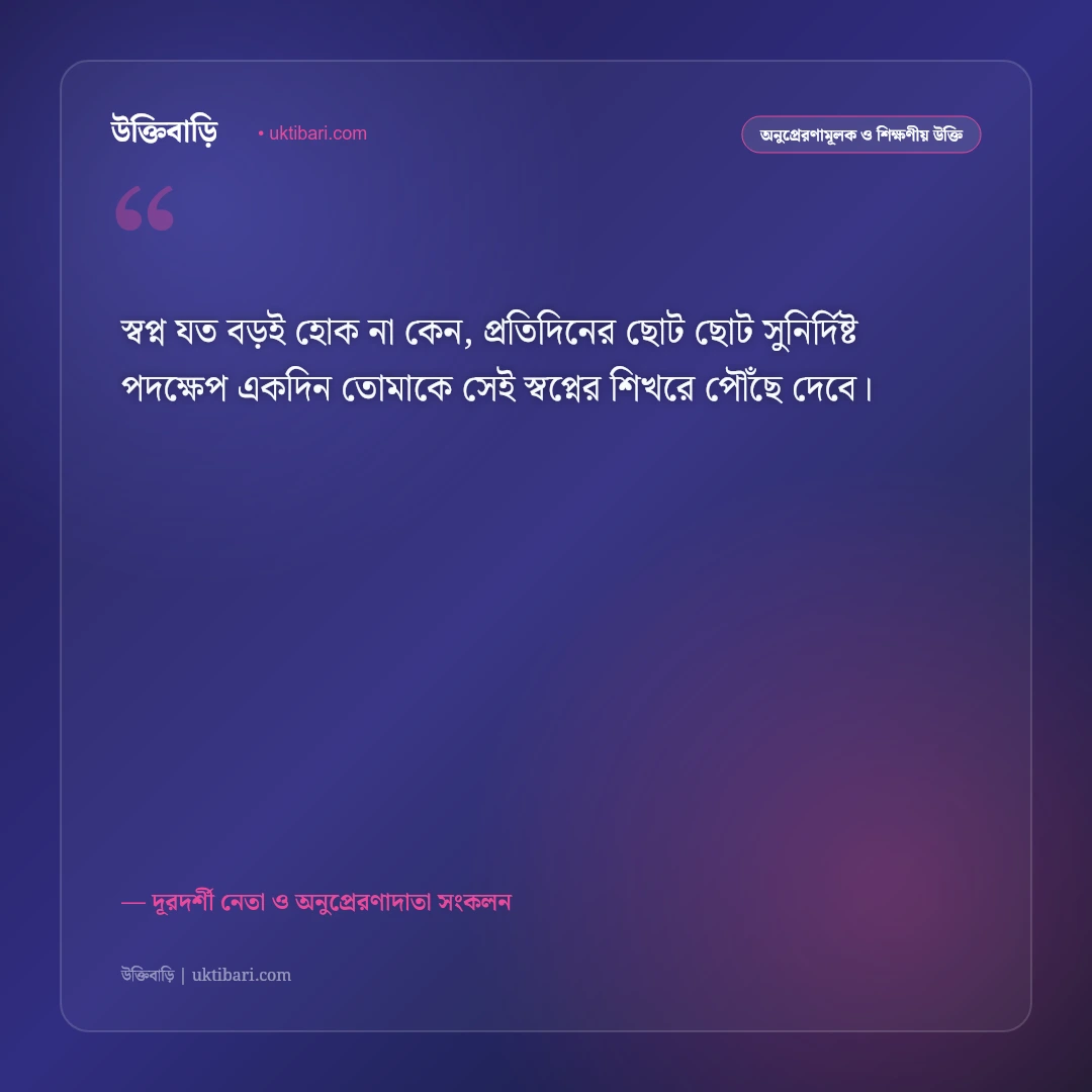 ভবিষ্যৎ জীবন ও স্বপ্ন পূরণের উক্তি: সুন্দর আগামী গড়ার ৫০+ দূরদর্শী অনুপ্রেরণামূলক বাণী [২০২৬] - দূরদর্শী নেতা ও অনুপ্রেরণাদাতা সংকলন এর সেরা উক্তি ফটো কার্ড