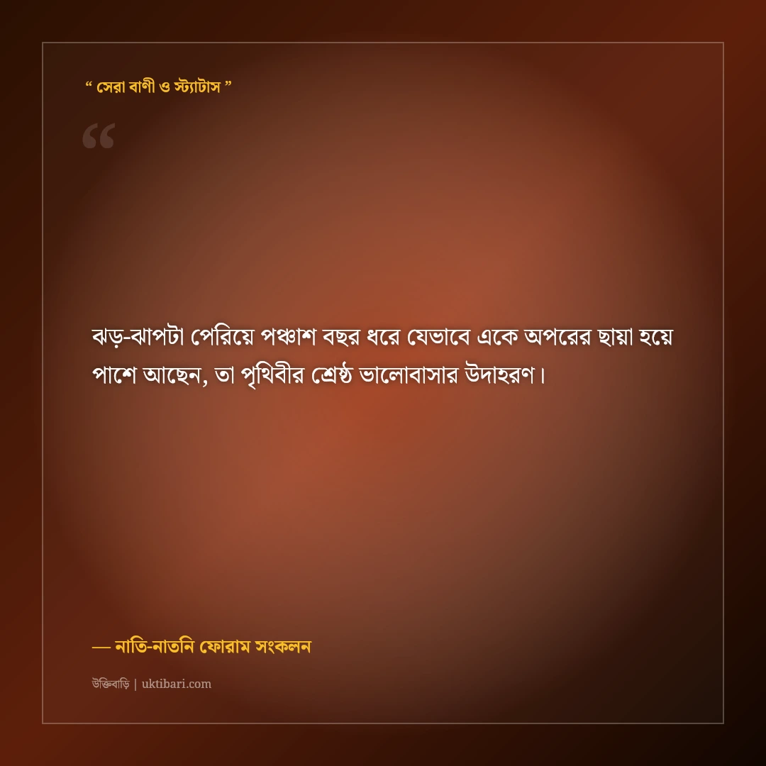 দাদা-দাদীর বিবাহবার্ষিকীর শুভেচ্ছা ও দোয়া: ৫০ বছরের সুখী দাম্পত্যের ৫০+ শ্রদ্ধার্ঘ্য [২০২৬] - নাতি-নাতনি ফোরাম সংকলন এর সেরা উক্তি ফটো কার্ড