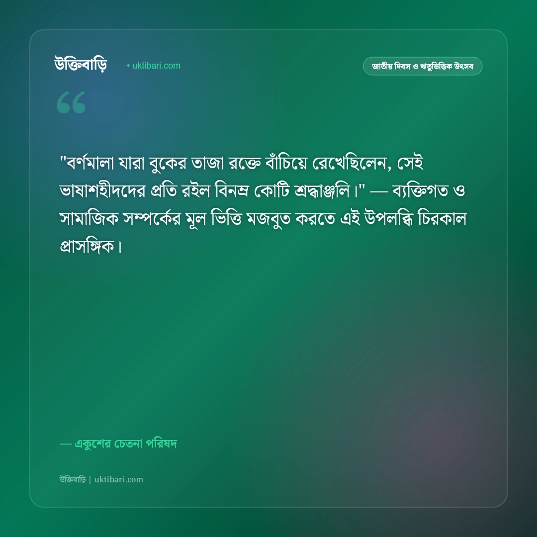 একুশে ফেব্রুয়ারির উক্তি ও বাণী: আন্তর্জাতিক মাতৃভাষা দিবসের ৫০+ রক্তস্নাত বার্তা [২০২৬] - একুশের চেতনা পরিষদ এর সেরা উক্তি ফটো কার্ড