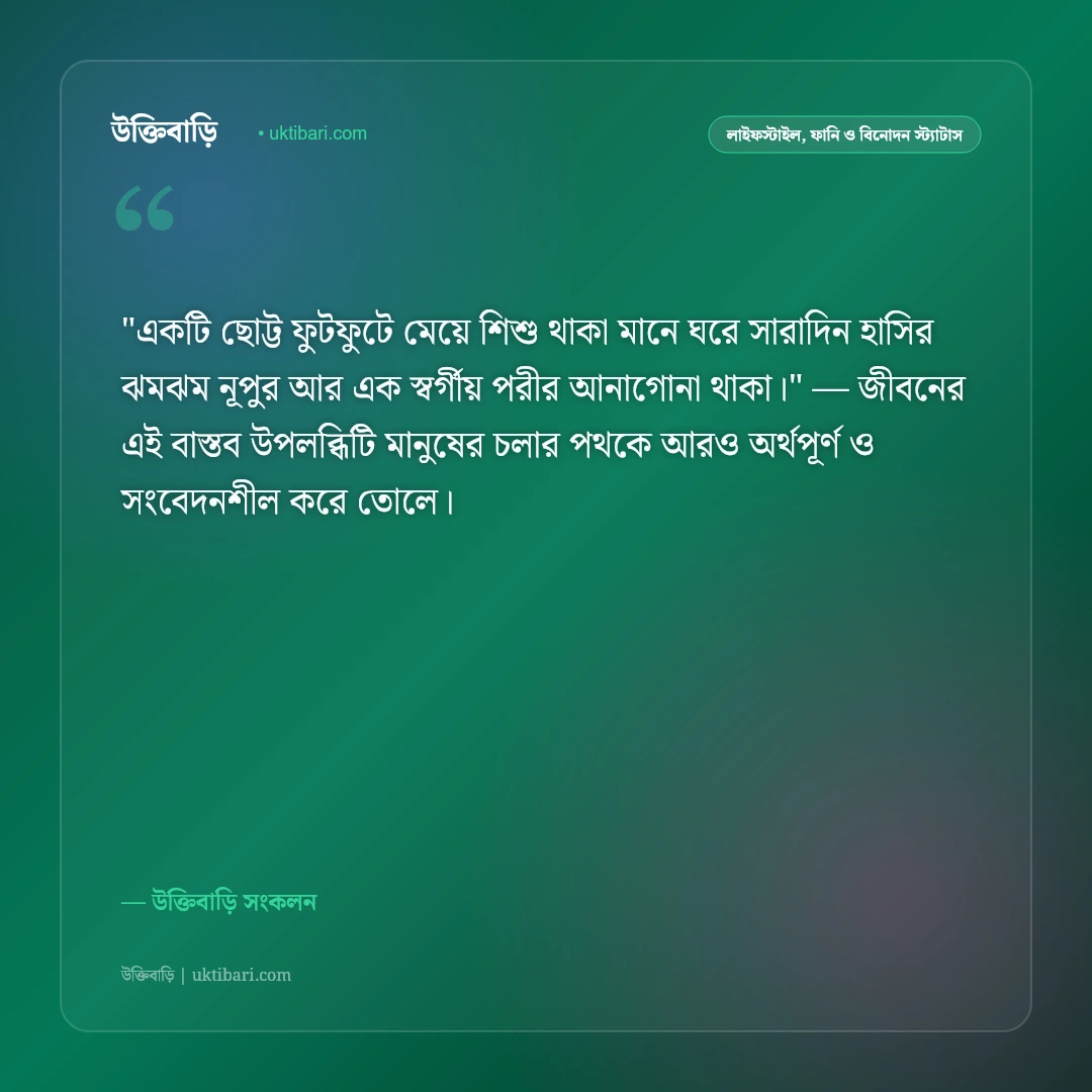 মেয়ে শিশুর আদর ও ভালোবাসার স্ট্যাটাস: ফুটফুটে রাজকন্যার হাসিতে ৫০+ মিষ্টি উক্তি [২০২৬] - উক্তিবাড়ি সংকলন এর সেরা উক্তি ফটো কার্ড