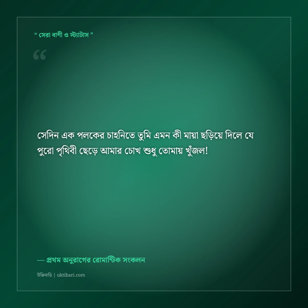 প্রথম দেখার প্রেম ও ভালোলাগার মিষ্টি স্ট্যাটাস: বুক ধড়ফড়ের ৫০+ রোমান্টিক ভালোবাসার কথা [২০২৬] - প্রথম অনুরাগের রোমান্টিক সংকলন এর সেরা উক্তি ফটো কার্ড
