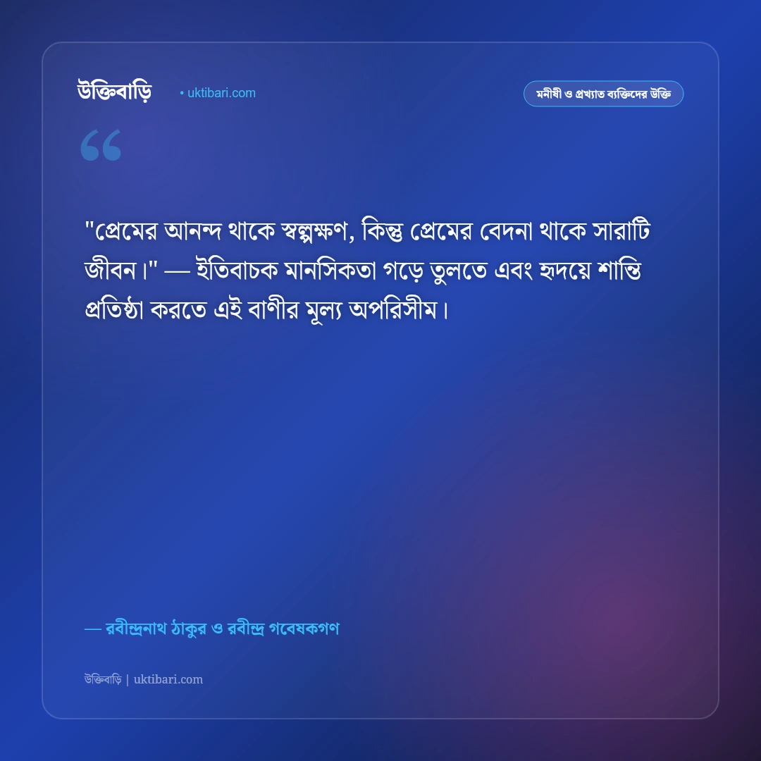 রবীন্দ্র জয়ন্তী ও রবীন্দ্রনাথের স্মরণে উক্তি: বিশ্বকবির জন্মলগ্নে ৫০+ শ্রদ্ধার্ঘ্য কথামৃত [২০২৬] - রবীন্দ্রনাথ ঠাকুর ও রবীন্দ্র গবেষকগণ এর সেরা উক্তি ফটো কার্ড