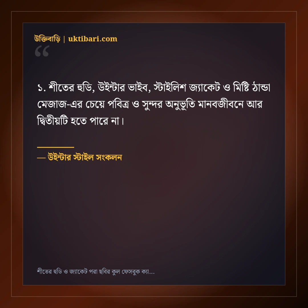 শীতের হুডি ও জ্যাকেট পরা ছবির কুল ফেসবুক ক্যাপশন: ৫০+ উইন্টার ভাইব স্ট্যাটাস [২০২৬] - উইন্টার স্টাইল সংকলন এর সেরা উক্তি ফটো কার্ড