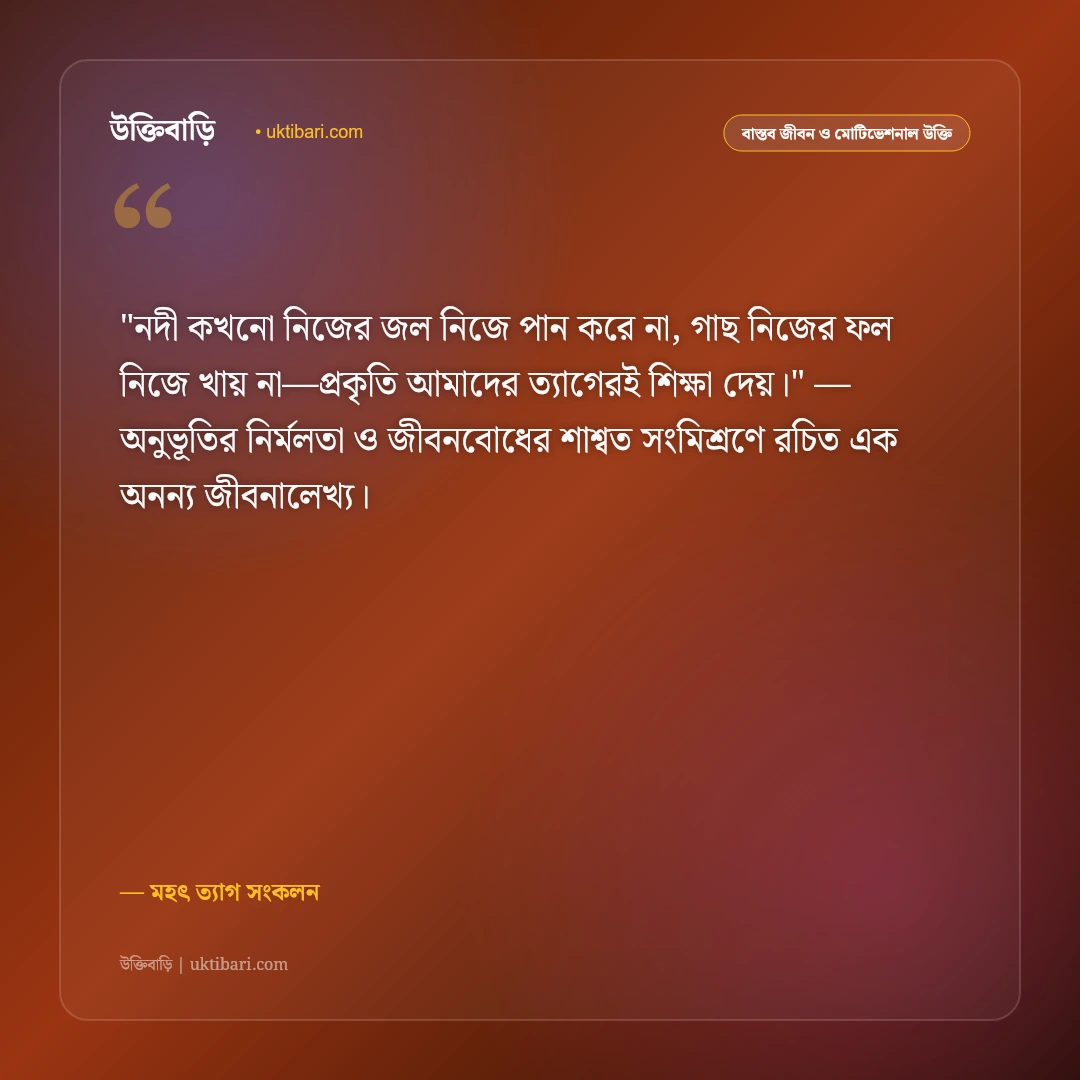 ত্যাগের উক্তি: আত্মত্যাগ, নিঃস্বার্থ সেবা ও পরোপকারের ৫০+ মূল্যবান বাণী [২০২৬] - মহৎ ত্যাগ সংকলন এর সেরা উক্তি ফটো কার্ড