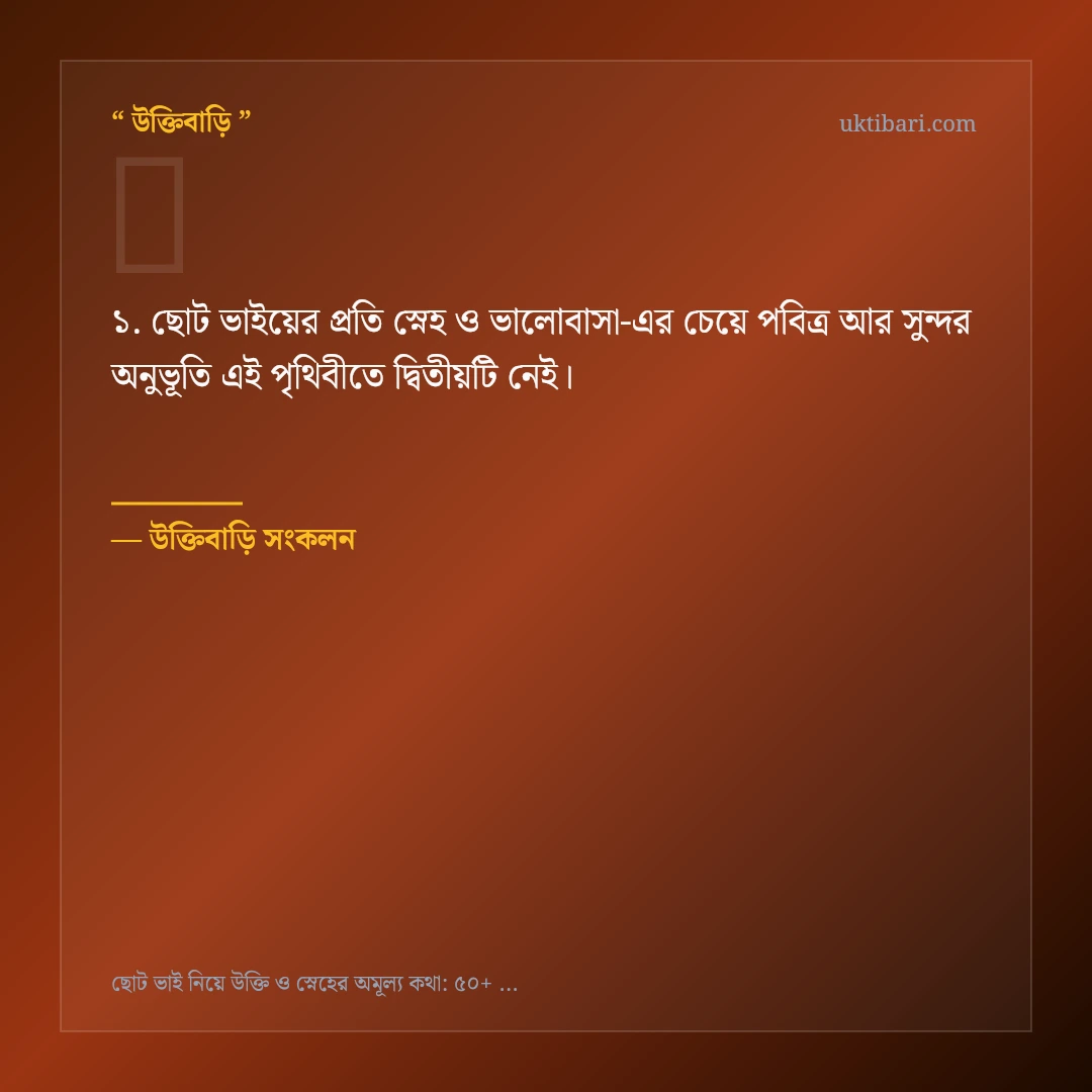 ছোট ভাইয়ের প্রতি স্নেহ ও ভালোবাসা নিয়ে নির্বাচিত উক্তি ও স্ট্যাটাস কার্ড 1