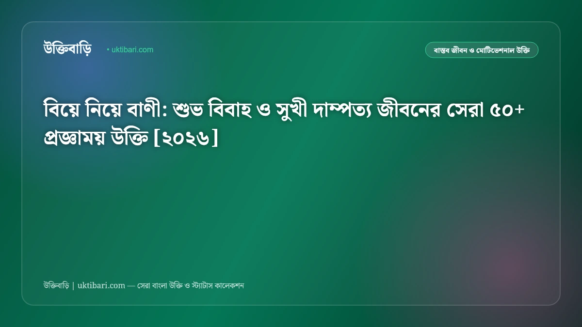 বিয়ে নিয়ে বাণী: শুভ বিবাহ ও সুখী দাম্পত্য জীবনের সেরা ৫০+ প্রজ্ঞাময় উক্তি [২০২৬]