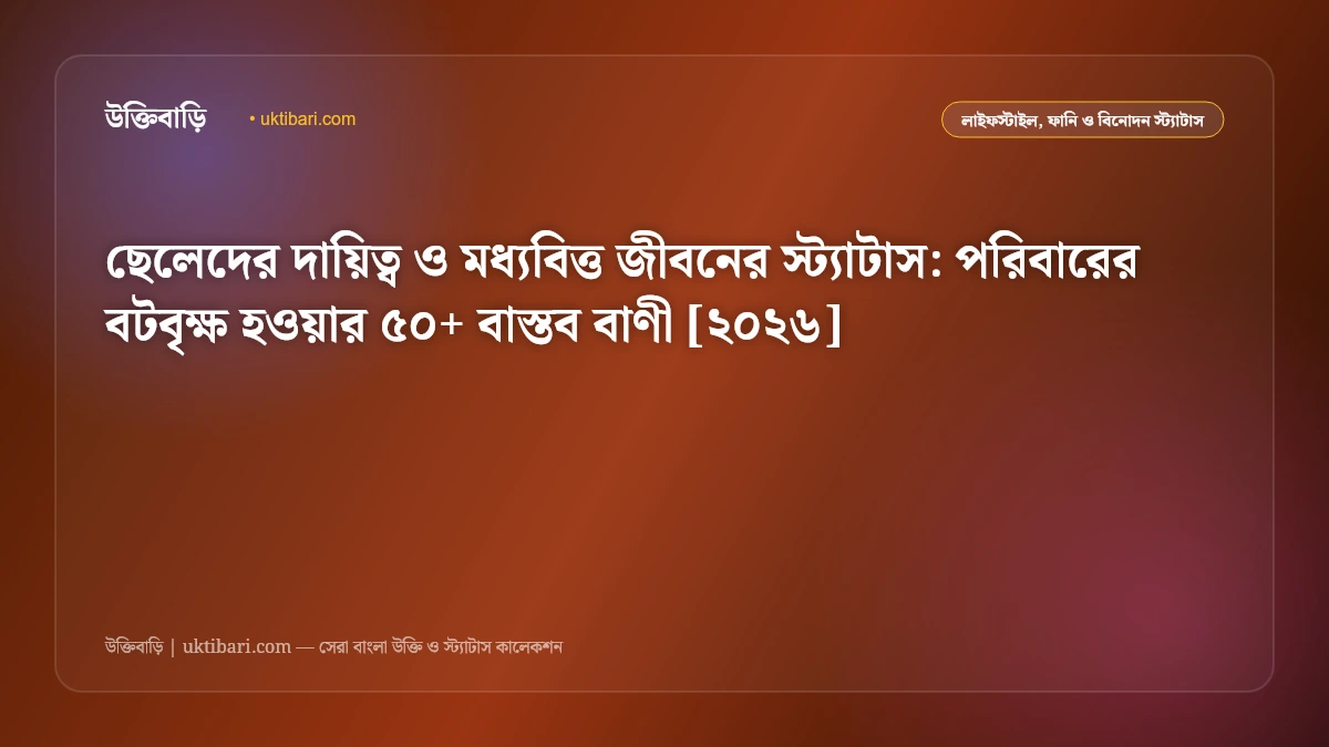 ছেলেদের দায়িত্ব ও মধ্যবিত্ত জীবনের স্ট্যাটাস: পরিবারের বটবৃক্ষ হওয়ার ৫০+ বাস্তব বাণী [২০২৬]