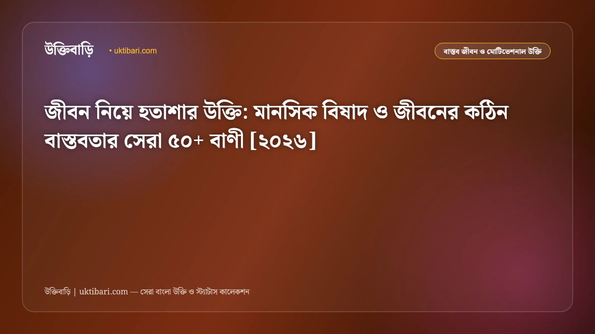 জীবন নিয়ে হতাশার উক্তি: মানসিক বিষাদ ও জীবনের কঠিন বাস্তবতার সেরা ৫০+ বাণী [২০২৬]