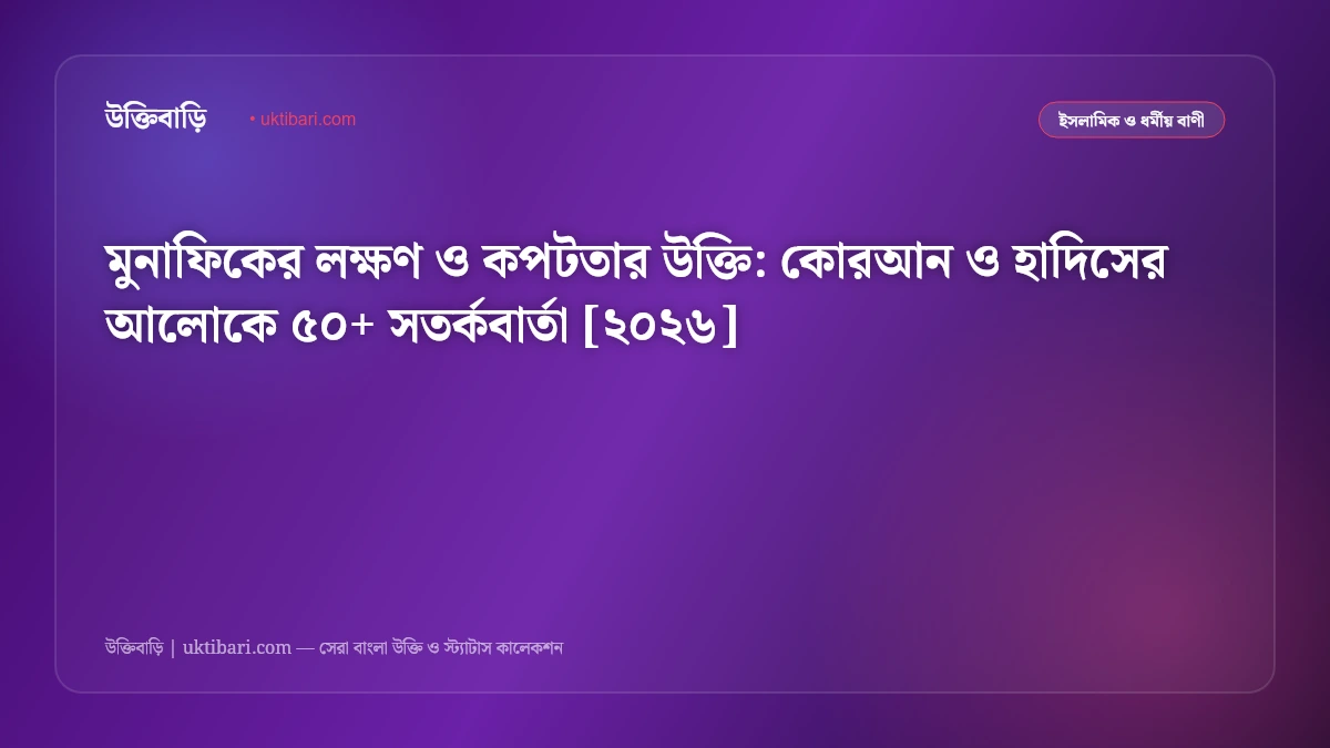 মুনাফিকের লক্ষণ ও কপটতার উক্তি: কোরআন ও হাদিসের আলোকে ৫০+ সতর্কবার্তা [২০২৬]