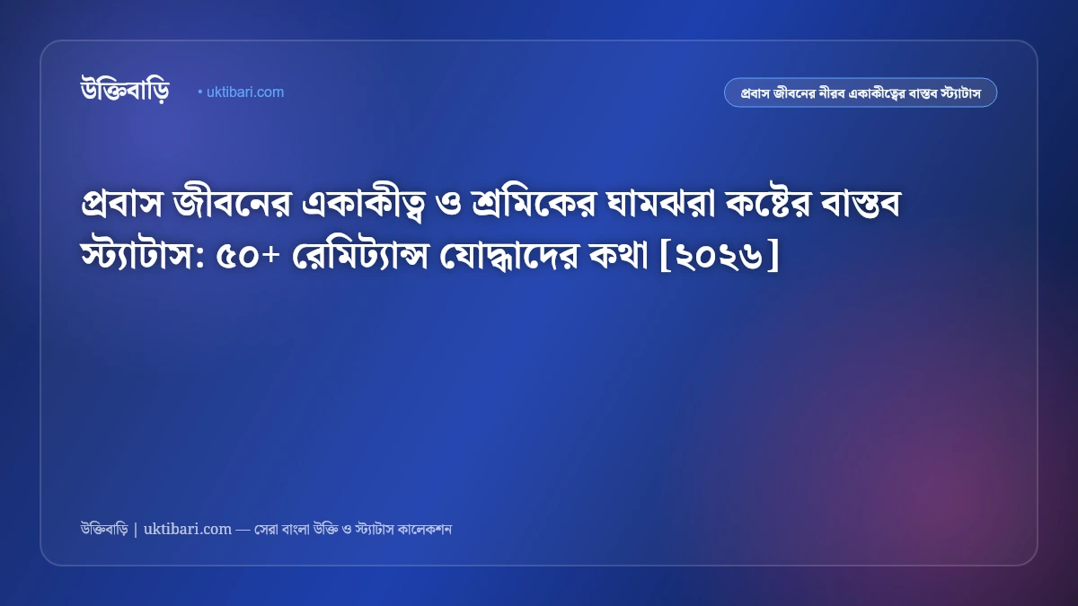 প্রবাস জীবনের একাকীত্ব ও শ্রমিকের ঘামঝরা কষ্টের বাস্তব স্ট্যাটাস: ৫০+ রেমিট্যান্স যোদ্ধাদের কথা [২০২৬]