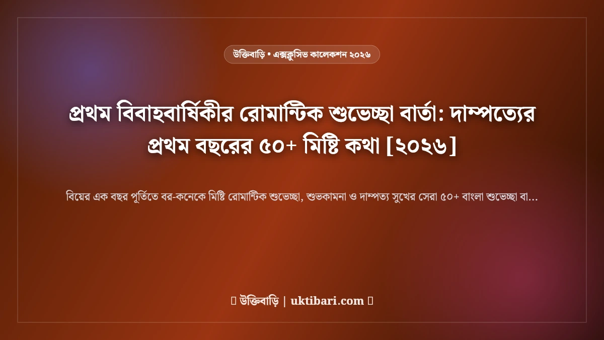 প্রথম বিবাহবার্ষিকীর রোমান্টিক শুভেচ্ছা বার্তা: দাম্পত্যের প্রথম বছরের ৫০+ মিষ্টি কথা [২০২৬]