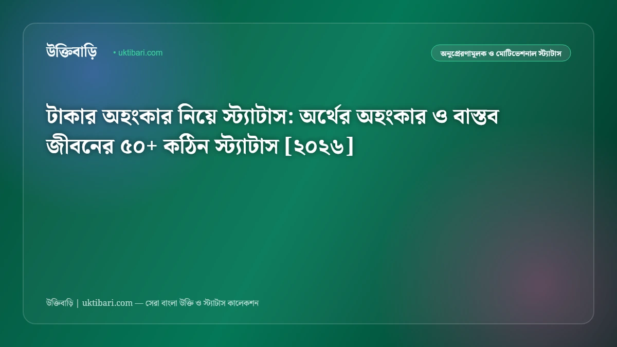 টাকার অহংকার নিয়ে স্ট্যাটাস: অর্থের অহংকার ও বাস্তব জীবনের ৫০+ কঠিন স্ট্যাটাস [২০২৬]