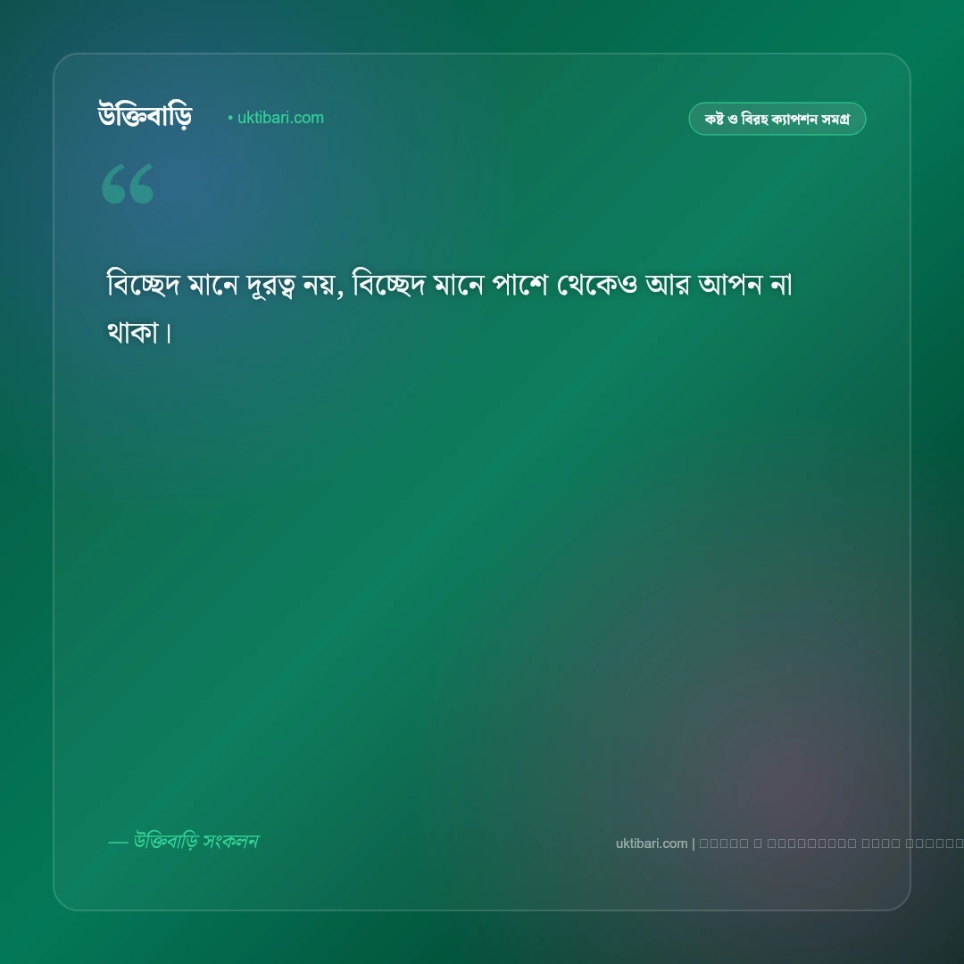 বিচ্ছেদ নিয়ে ছোট ক্যাপশন: মন ভাঙা ও বিদায়ের ৫০+ হৃদয়স্পর্শী ছোট ক্যাপশন [২০২৬] - ফটো কার্ড 2