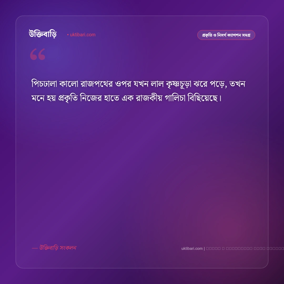 কৃষ্ণচূড়া ফুল নিয়ে উক্তি ও রক্তিম বাণী [২০২৬] - ফটো কার্ড 3