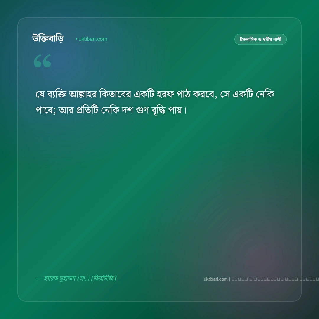 পবিত্র কুরআন নিয়ে বাণী ও হাদিসের নসিহত [২০২৬] - ফটো কার্ড 2
