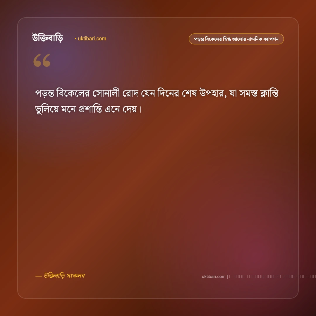পড়ন্ত বিকেল ও গোধূলি বেলার মায়াবী রঙের নান্দনিক ক্যাপশন: ৫০+ সোনালী আলোর পরশ [২০২৬] - ফটো কার্ড 1