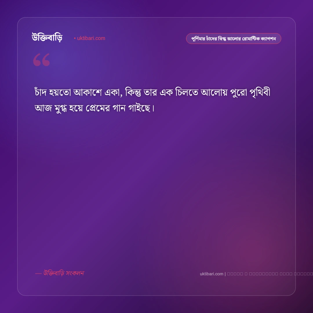 পূর্ণিমার চাঁদের আলো ও জোছনার মায়াবী রূপ নিয়ে রোমান্টিক ক্যাপশন: ৫০+ স্নিগ্ধ চাঁদের গল্প [২০২৬] - ফটো কার্ড 5
