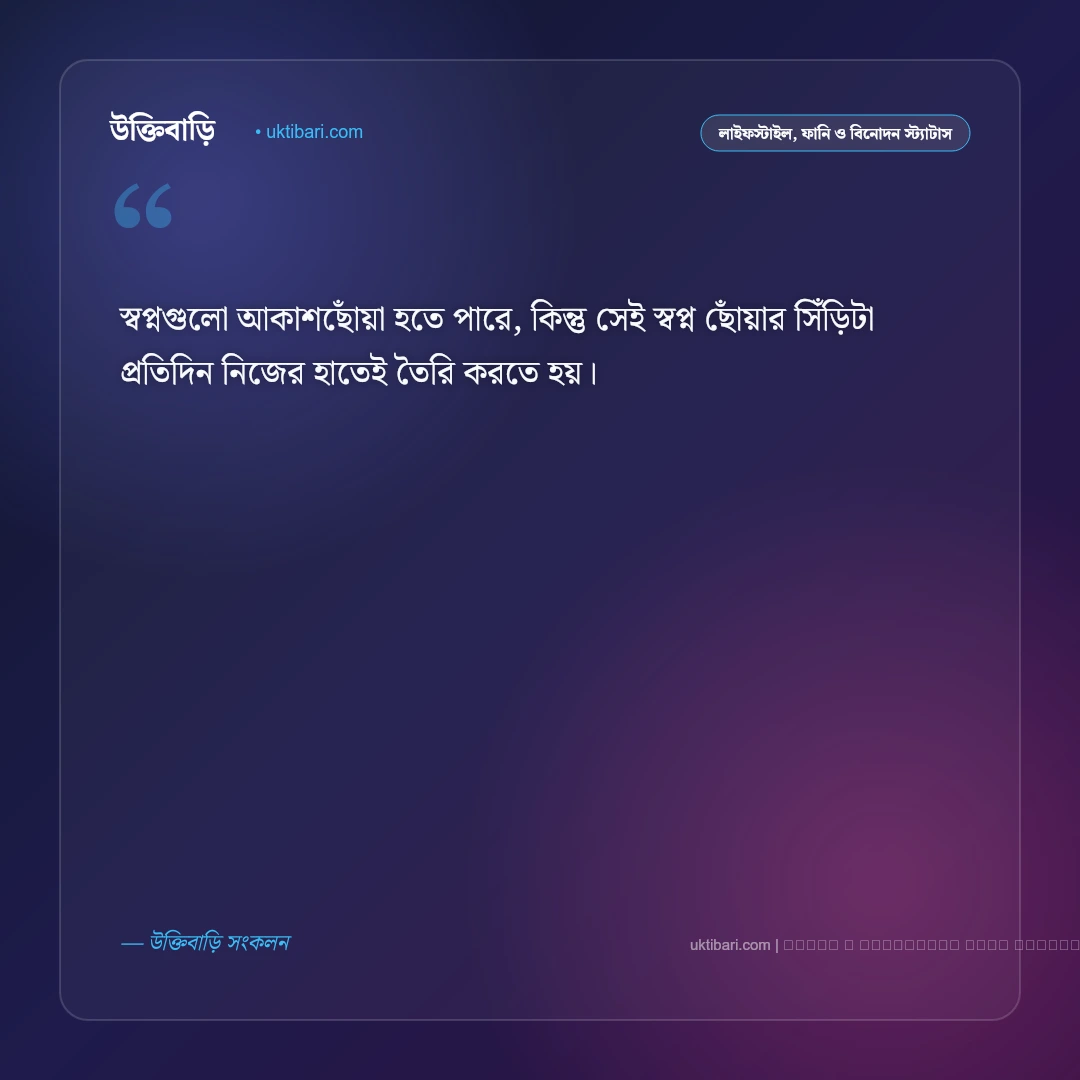 স্বপ্ন নিয়ে স্ট্যাটাস স্টাইলিশ: লক্ষ্য ছোঁয়ার সেরা ৫০+ অনুপ্রেরণামূলক ফেসবুক ক্যাপশন [২০২৬] - ফটো কার্ড 1