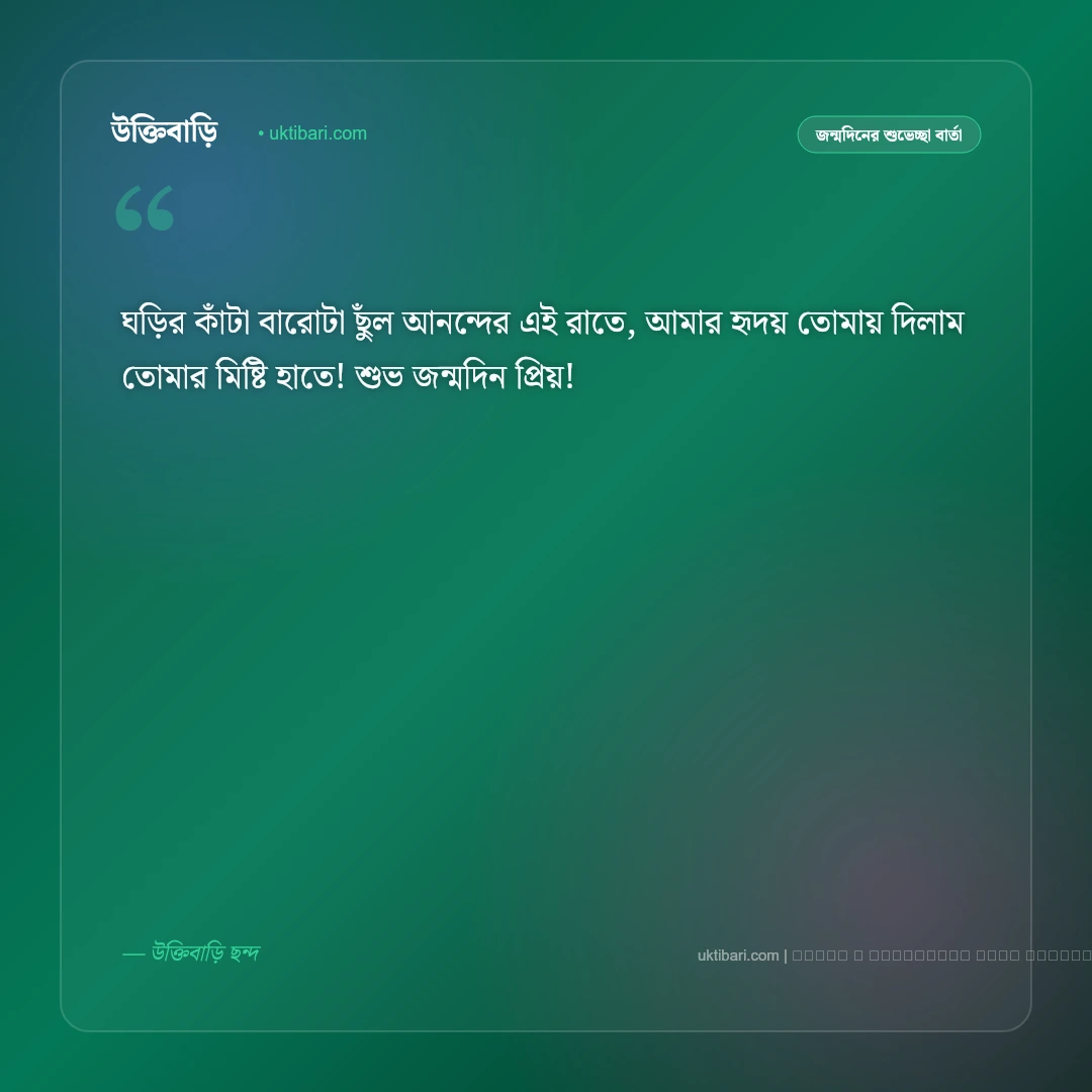 শুভ জন্মদিন প্রিয় ছন্দ ও মিষ্টি কবিতা: ভালোবাসার মানুষের জন্য ৫০+ রোমান্টিক জন্মদিনের ছন্দ [২০২৬] - ফটো কার্ড 1