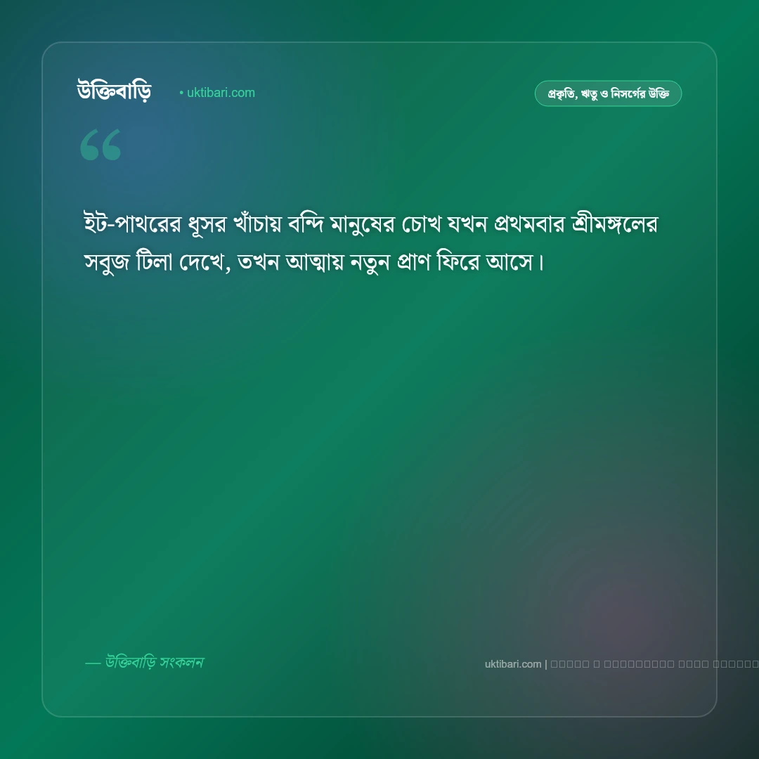 শ্রীমঙ্গল চা বাগান নিয়ে উক্তি: চায়ের রাজধানী ও সবুজ পাহাড়ের সেরা ৫০+ রোমাঞ্চকর বাণী [২০২৬] - ফটো কার্ড 5