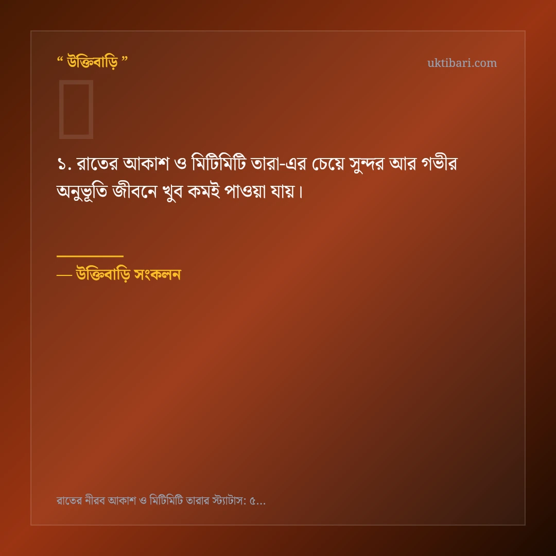 রাতের আকাশ ও মিটিমিটি তারা নিয়ে নির্বাচিত উক্তি ও স্ট্যাটাস কার্ড 1