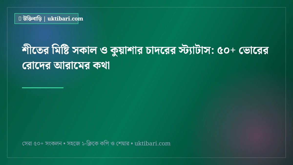 শীতের মিষ্টি সকাল ও কুয়াশার চাদরের স্ট্যাটাস: ৫০+ ভোরের রোদের আরামের কথা [২০২৬]