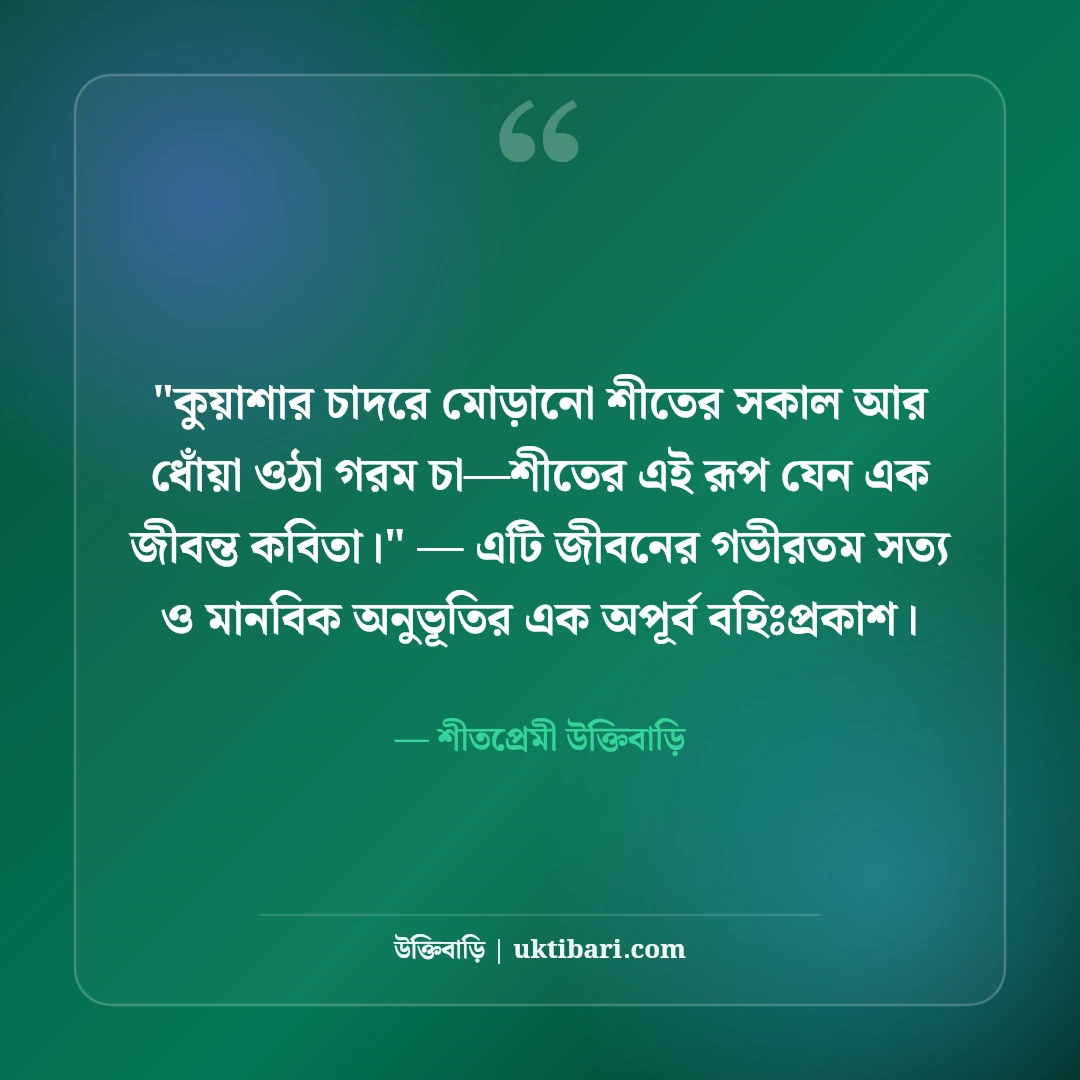 শীতের সকাল ও কুয়াশা নিয়ে ক্যাপশন: মিষ্টি রোদের ৫০+ নান্দনিক স্ট্যাটাস [২০২৬] - শীতপ্রেমী উক্তিবাড়ি এর সেরা উক্তি ফটো কার্ড