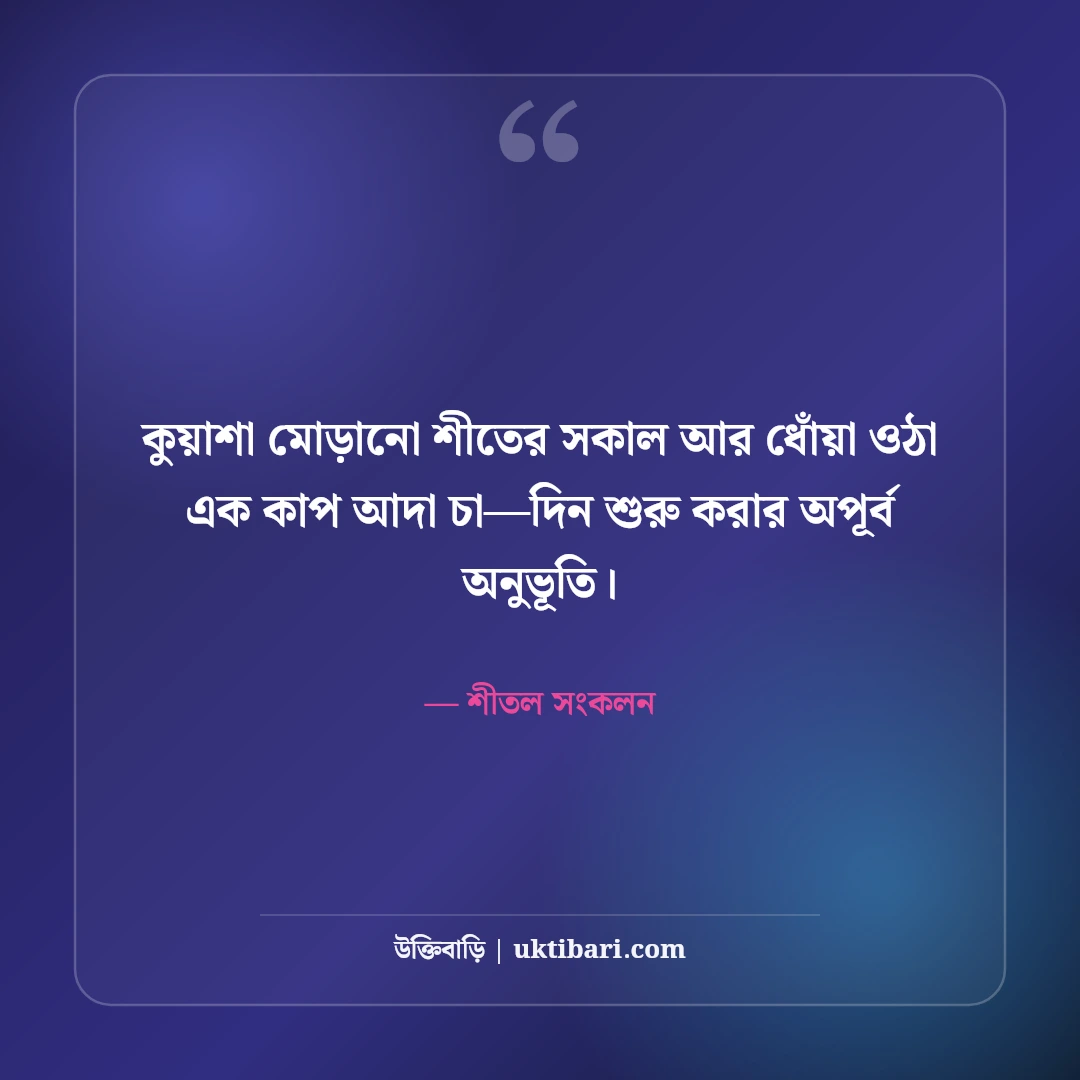 শীতের সকাল ও কুয়াশা নিয়ে রোমান্টিক স্ট্যাটাস: মিষ্টি ঠান্ডার ৫০+ সেরা ক্যাপশন [২০২৬] - শীতল সংকলন এর সেরা উক্তি ফটো কার্ড
